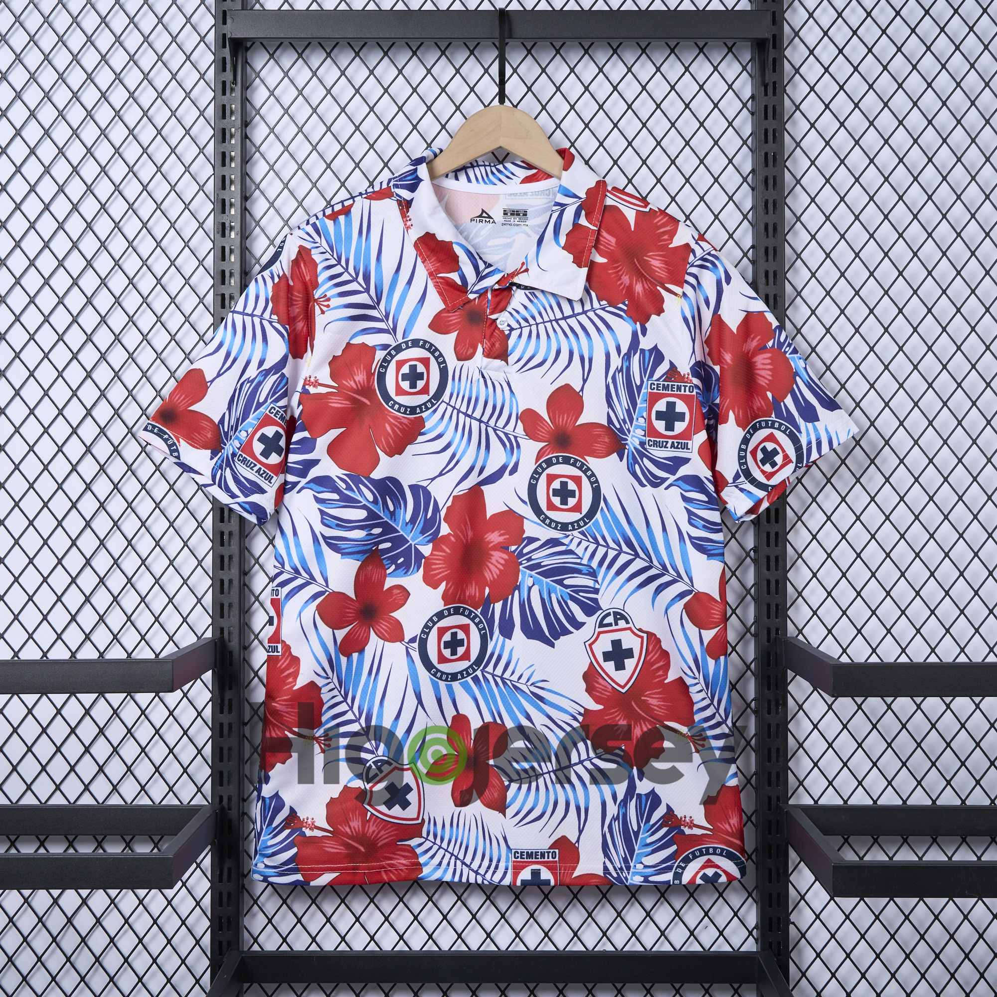 Higojerseys-Cruz Azul 24-25 Flower and Leaves Polo Shirt