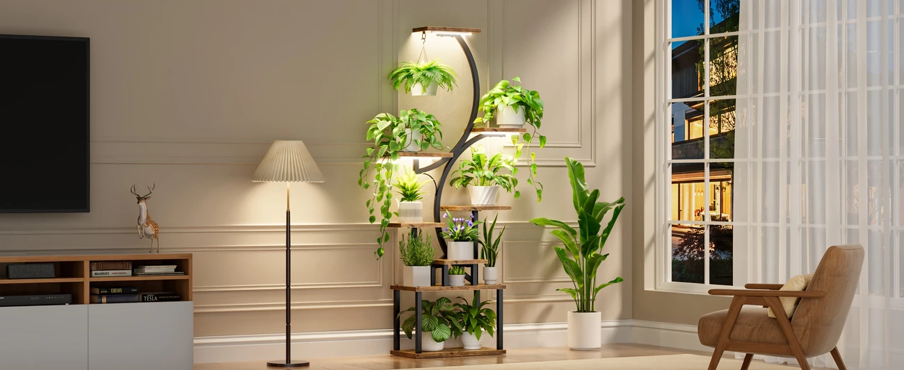 versatile 8 tier indoor plant stand with   grow lights usb powered adjustable brightness ideal for home patio decor details 7