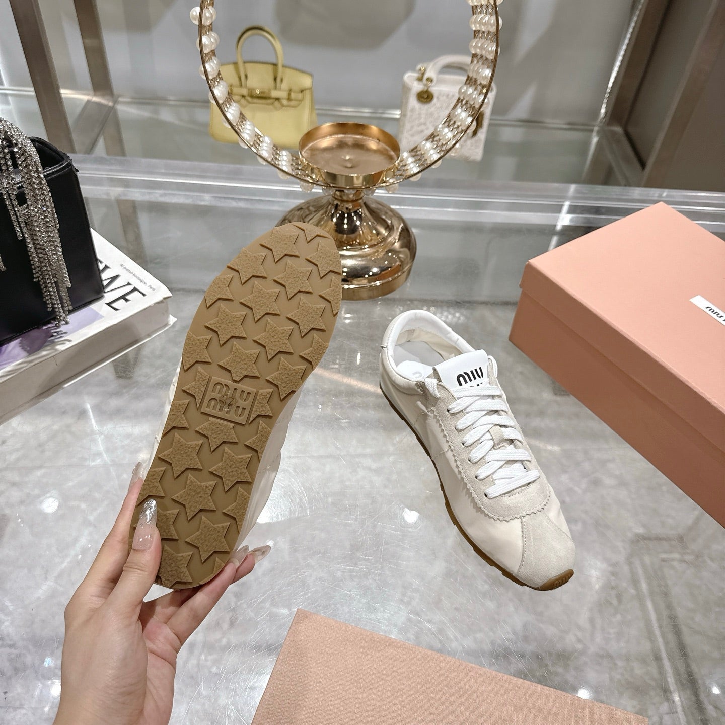 PLUME NAPPA SNEAKERS IN OFF WHITE SUEDE AND CANVAS、mysite、Cacoeks