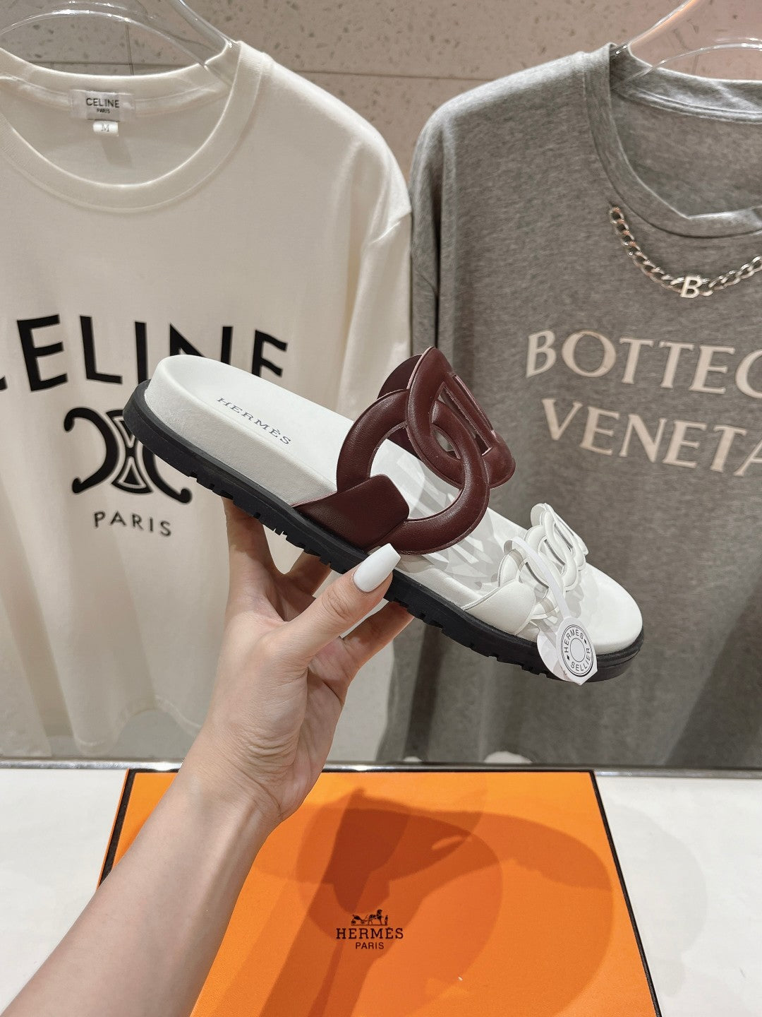 EXTRA SANDAL WHITE MIX BROWN CALFSKIN、mysite、Cacoeks