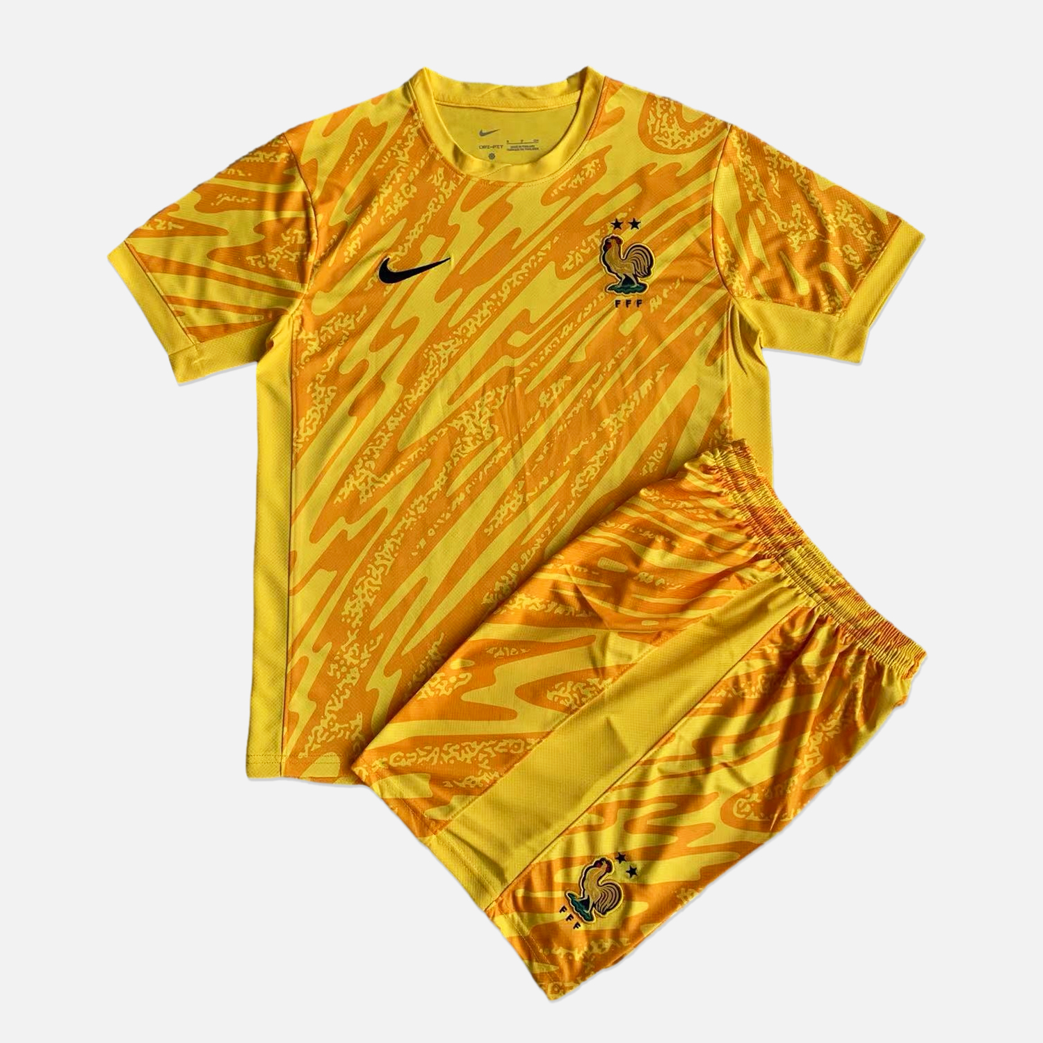 Higojerseys-France 2024 Yellow Goalkeeper Kids Kit