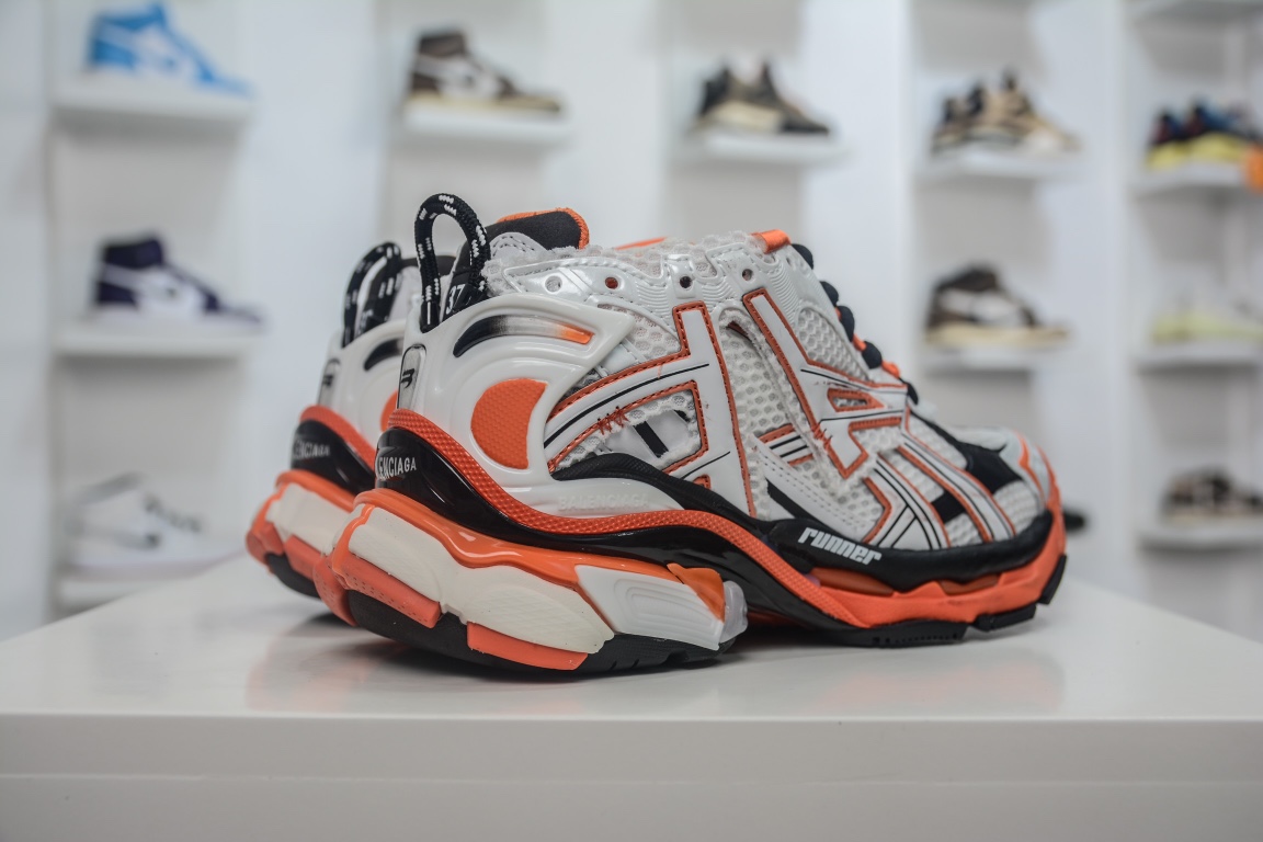 Balenciaga Runner Sneaker in White Orange Black、mysite、Cacoeks