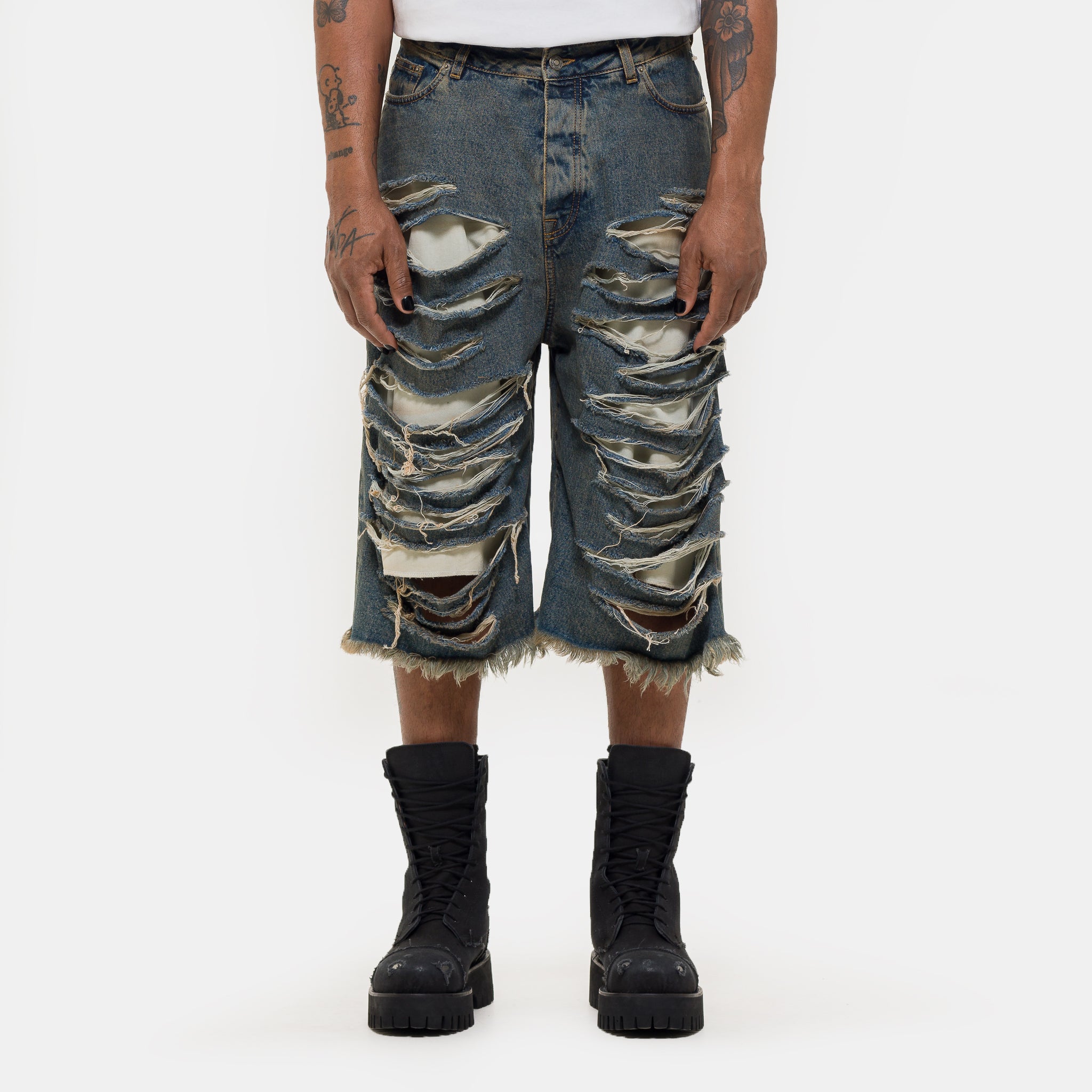 Big Daddy Denim Short in Blue/Brown Sugar Washing