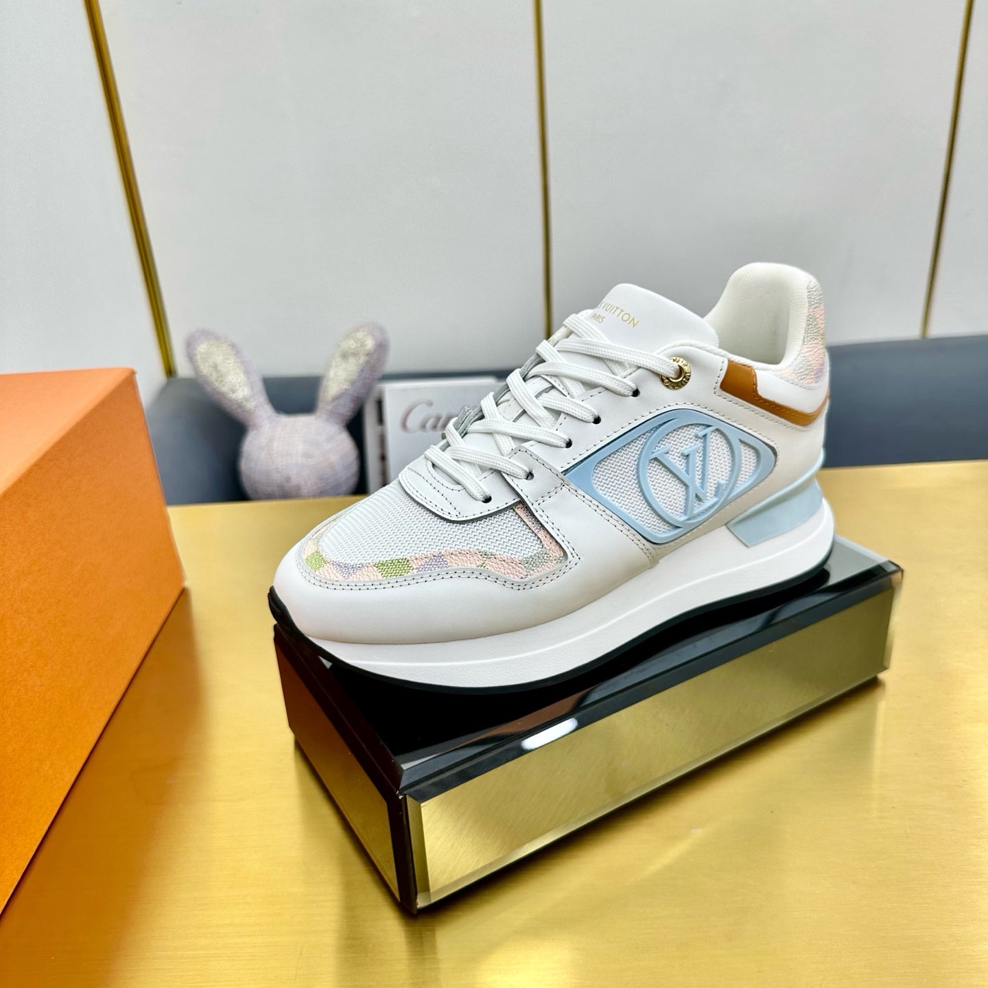 NEO RUN AWAY SNEAKER IN WHITE MIX LIGHT BLUE CALFSKIN、mysite、Cacoeks