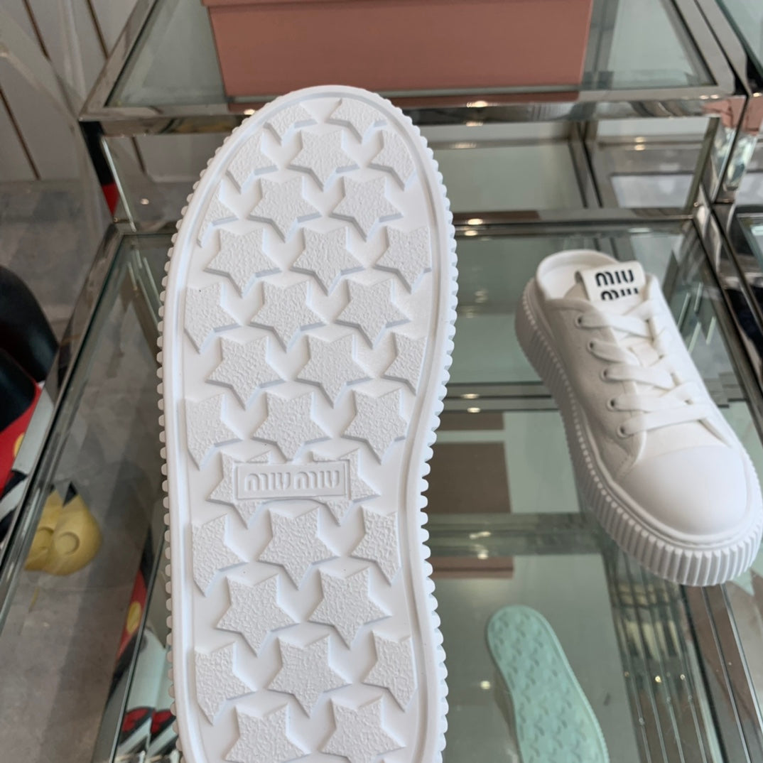 Mule Shoes White Canvas、mysite、Cacoeks