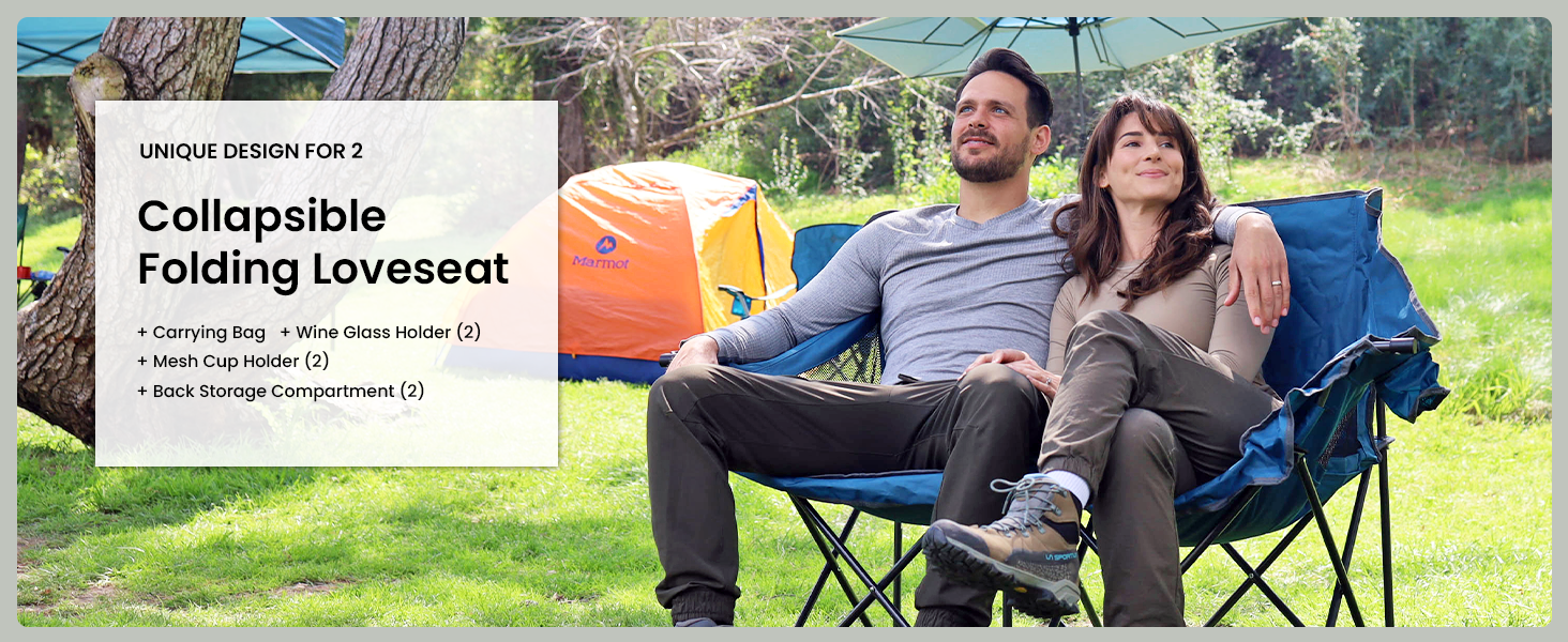 arrowhead outdoor canvas folding collapsible camping loveseat chair american flag style