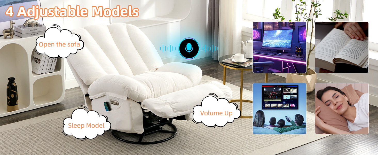 recliner chair with voice control, bluetooth speaker