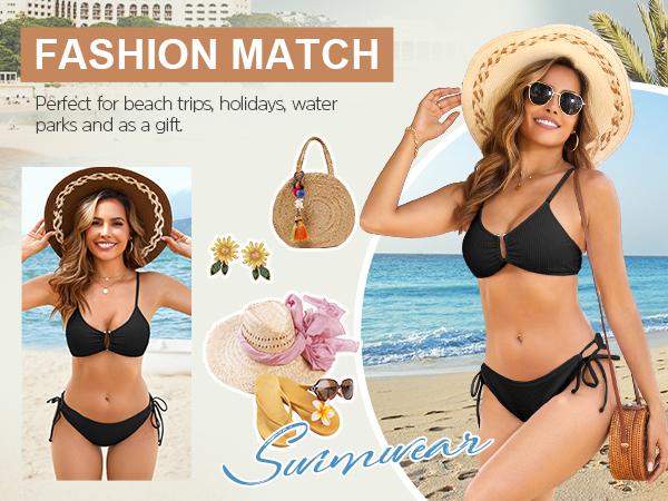 Blooming Jelly Color Block Textured U-Wire Swimsuits Womens Sexy Cheeky High Cut 2 Piece Bikini Sets