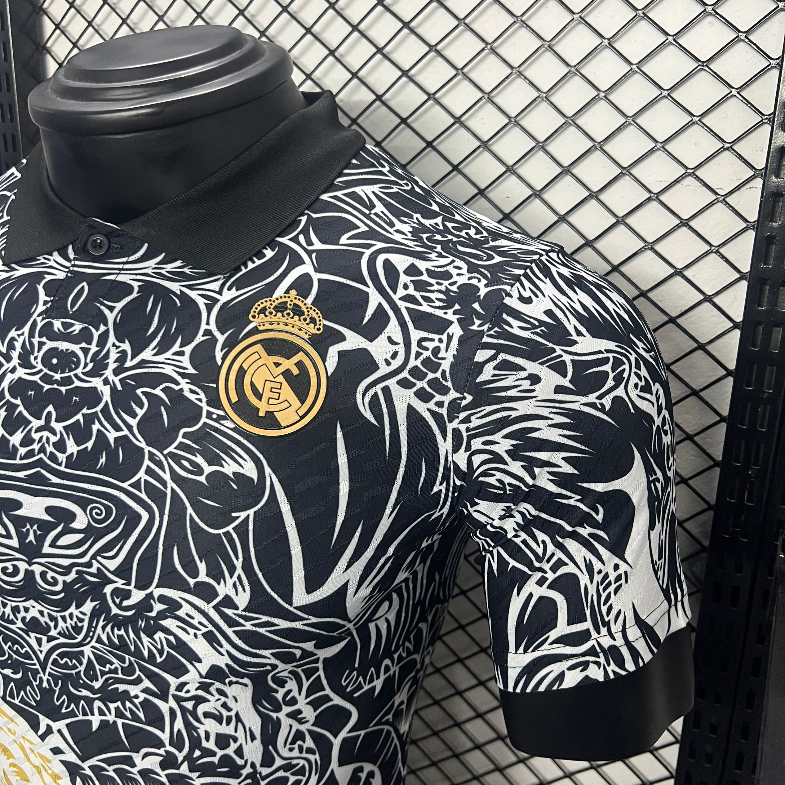 JerseysGala.com | Real Madrid 24-25 White Dragon Special Edition Black Jersey - Player Version -Customize Name, Number and Patch | Worldwide Shipping
