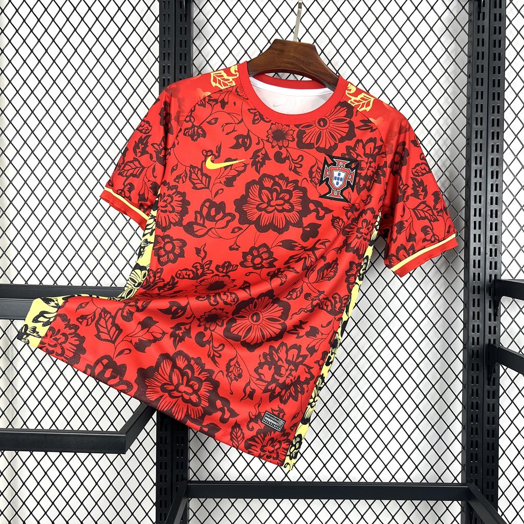 ManixJersey.com | Portugal 2024-25 Red Flower Special Edition Jersey - Fans Version -Customize Name, Number and Patch | Worldwide Shipping
