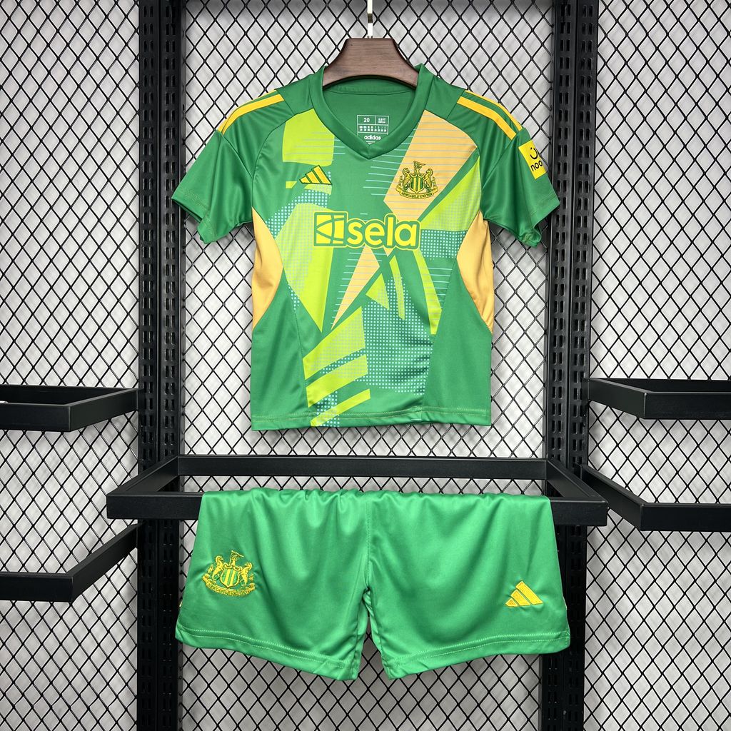 JerseysGala.com | Newcastle United 24-25 Green Goalkeeper Kids Kit -Customize Name, Number and Patch | Worldwide Shipping
