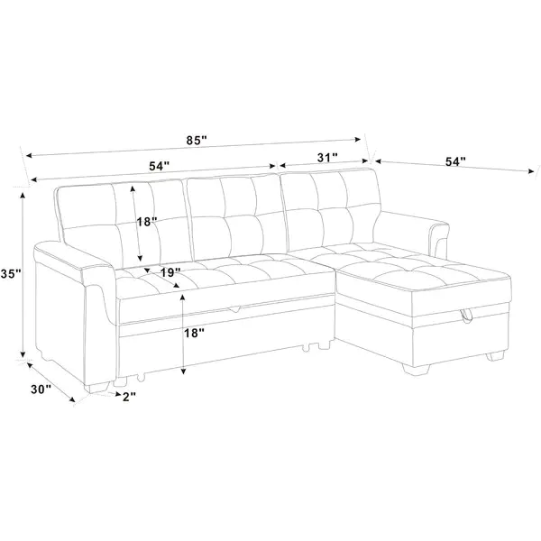 Gunnar 85" Wide Reversible Sleeper Sofa & Chaise