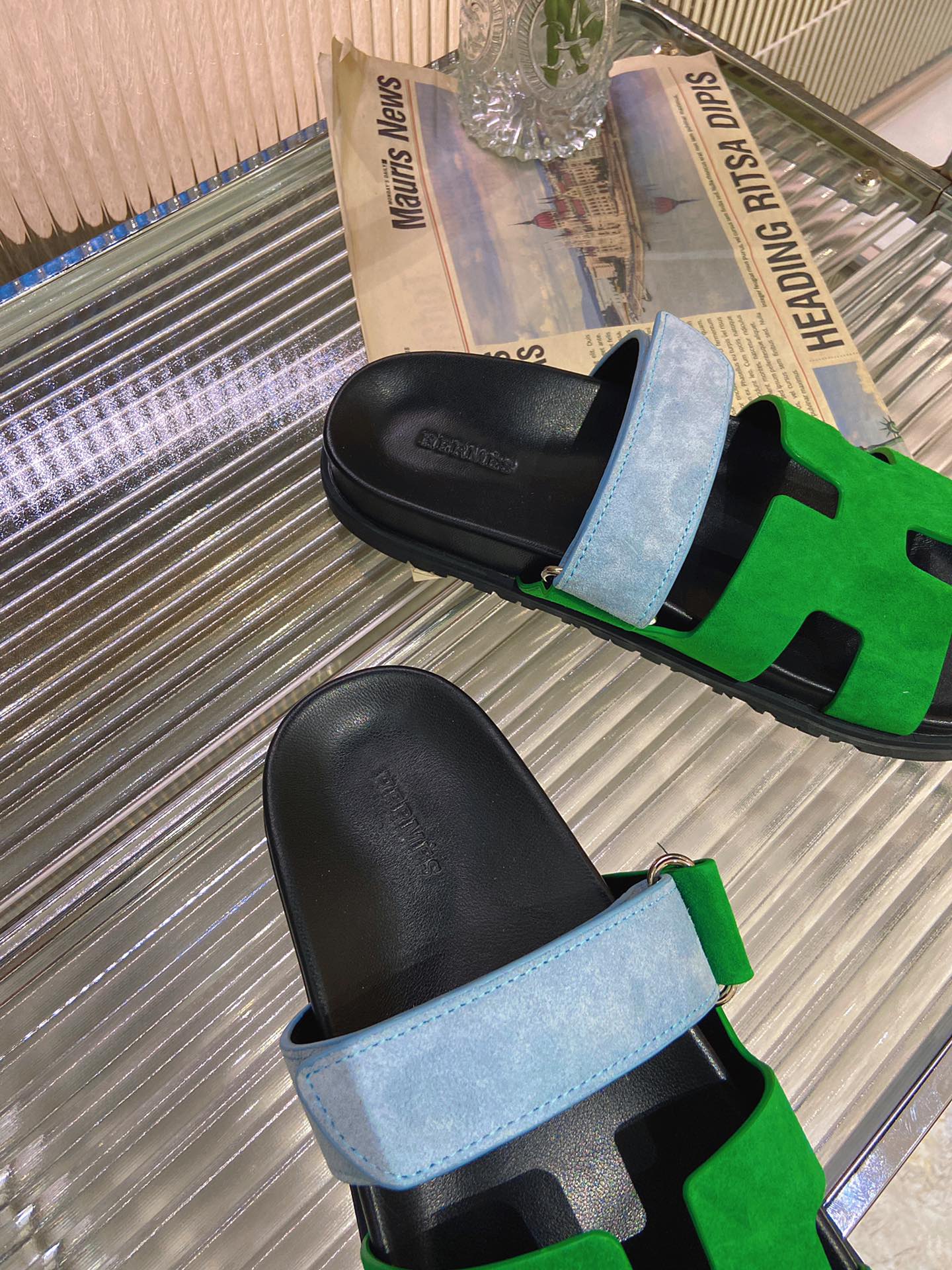 CHYPRE SANDAL GREEN MIX BLUE SUEDE、mysite、Cacoeks