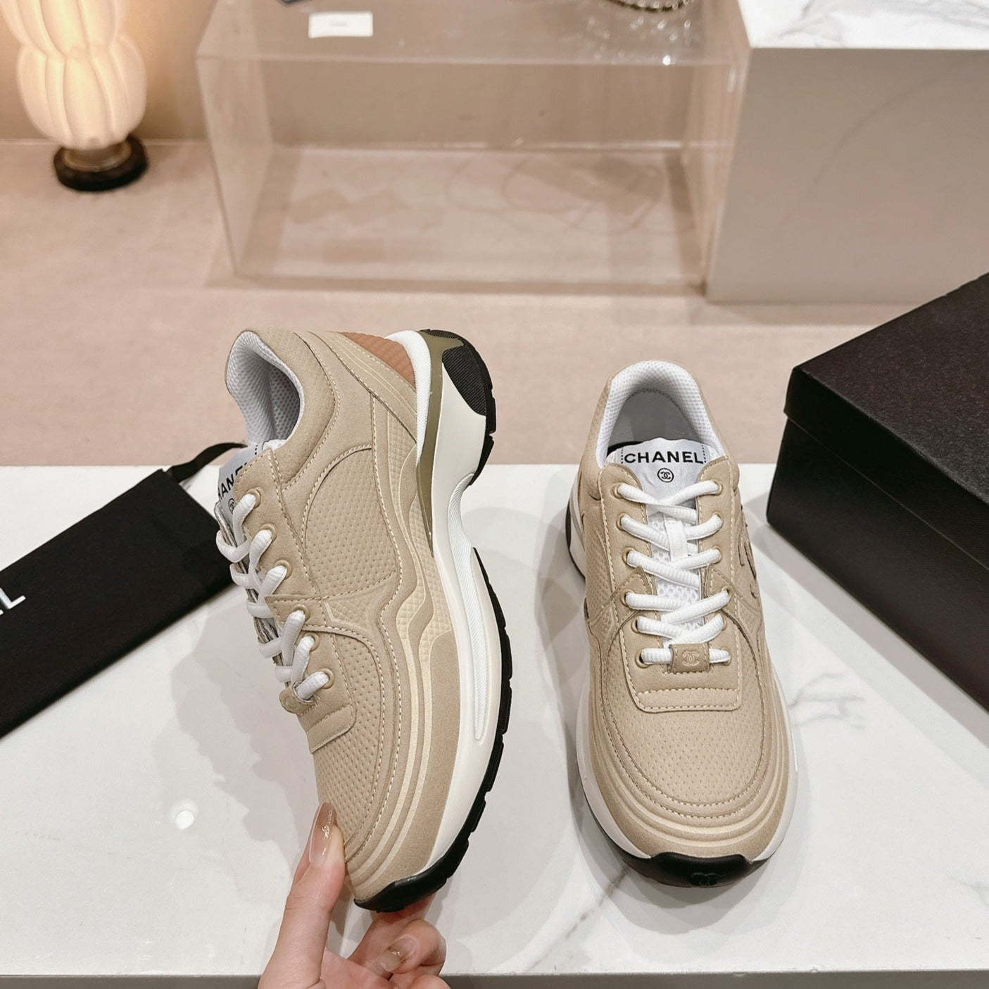 Women's Beige Cream Sneaker Breathable mesh、mysite、Cacoeks