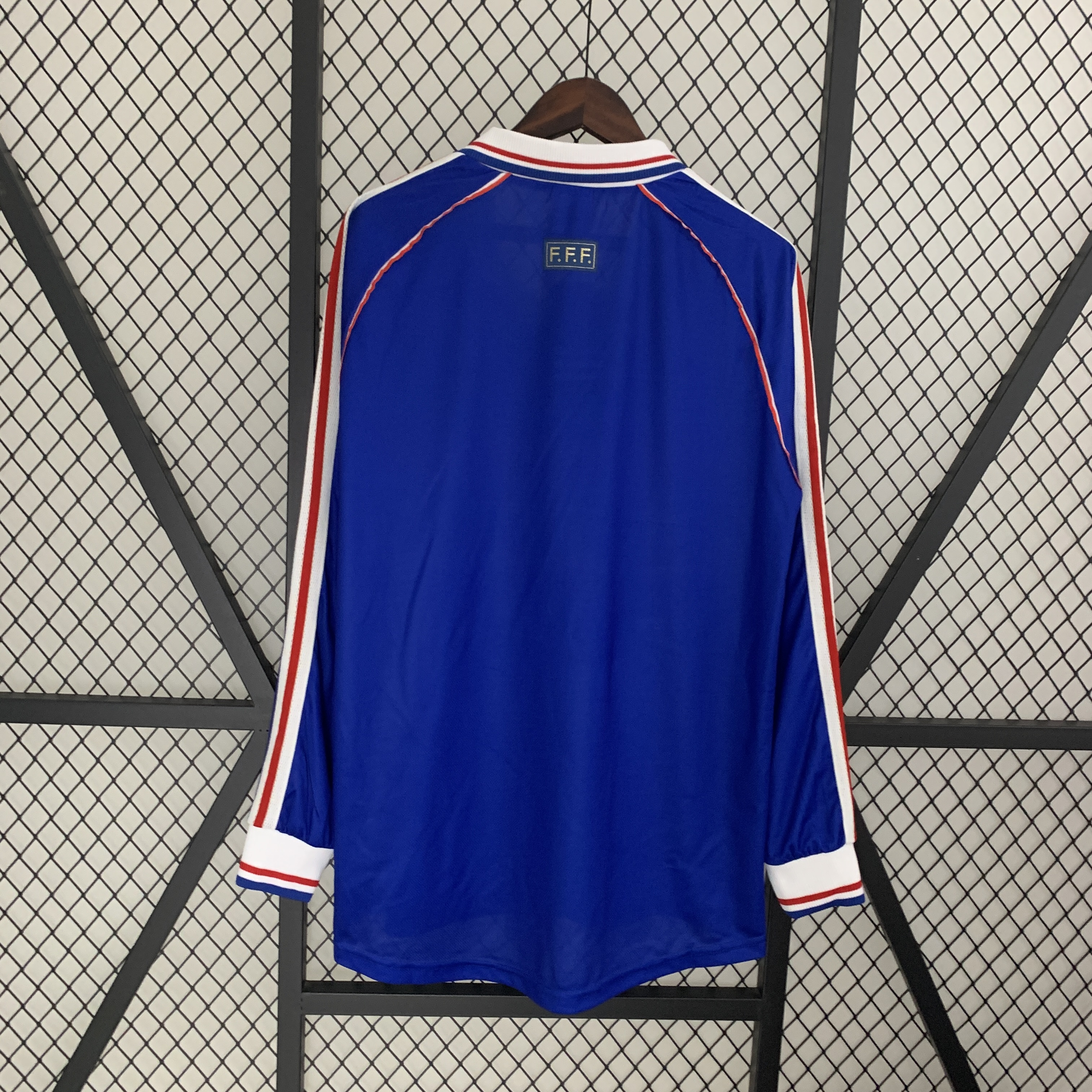 Higojerseys-Retro France 1998 Home Stadium Long Sleeve Jersey