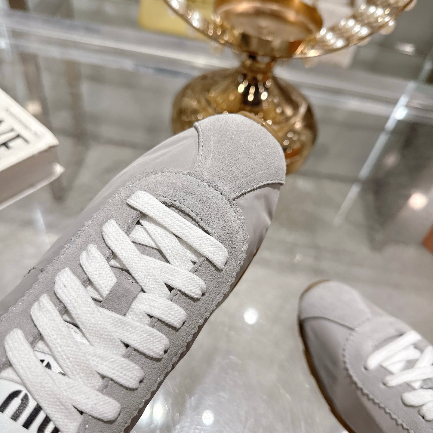 PLUME NAPPA SNEAKERS IN GREY SUEDE AND CANVAS、mysite、Cacoeks