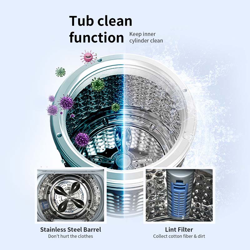 Eletriclife 7.7 lbs Full Automatic Washing Machine with Heating Function Pump