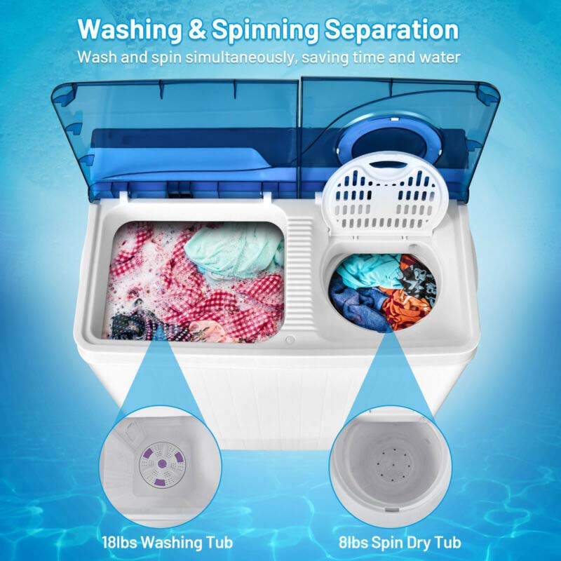 Eletriclife 26 Pound Portable Semi-automatic Washing Machine