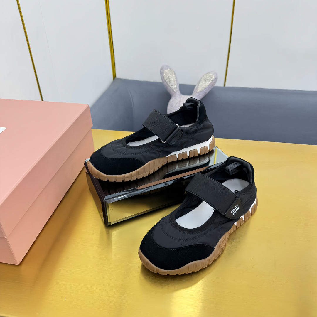 BALLERINAS SHOES IN BLACK TYRE TECHNICAL FABRIC AND SUEDE、mysite、Cacoeks