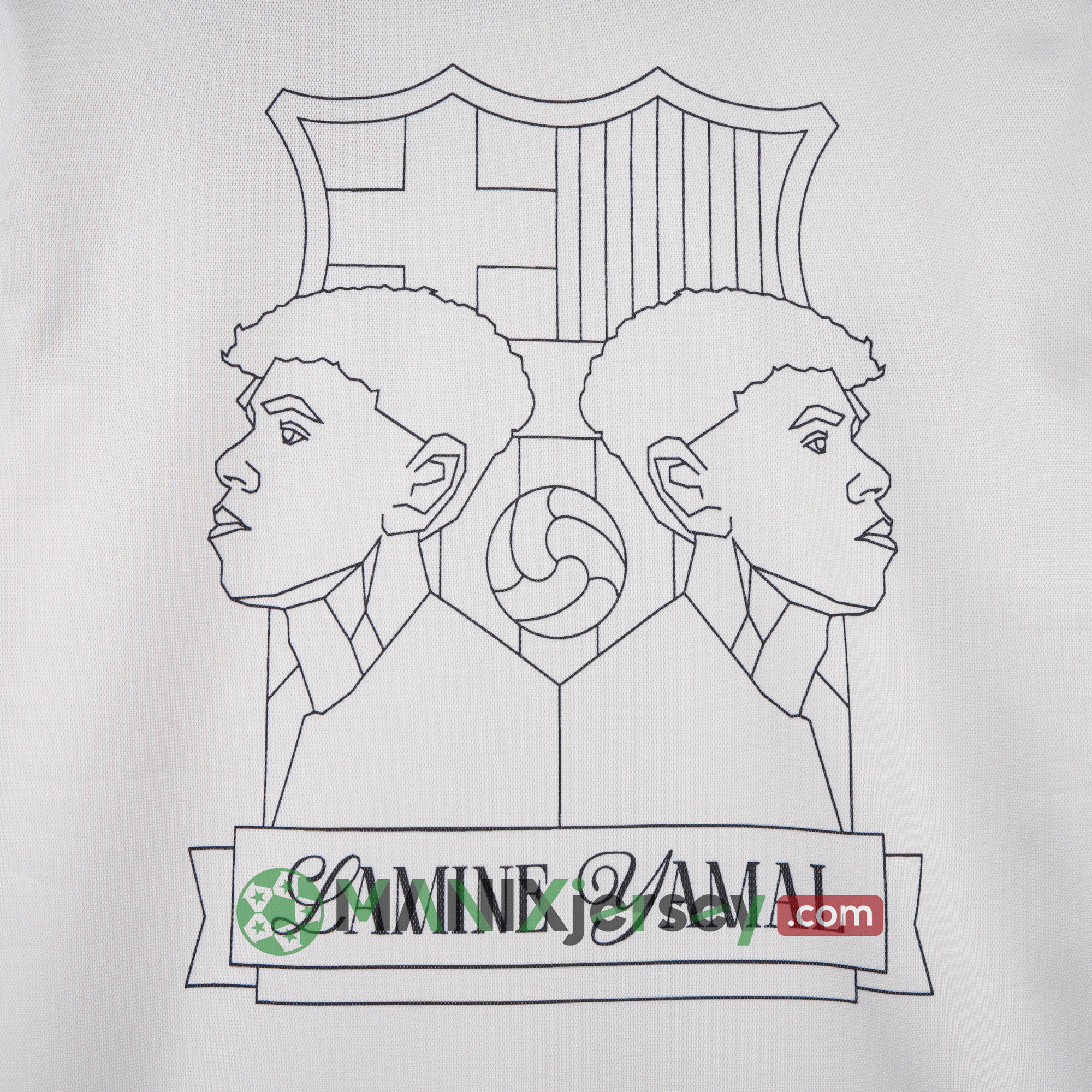ManixJersey.com | Barcelona 24-25 Yamal Anniversary White Jersey - Fans Version -Customize Name, Number and Patch | Worldwide Shipping