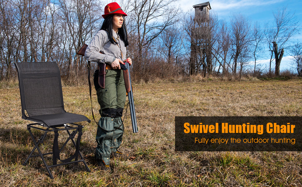 360 Degree Swivel Foldable Hunting Blind Chair with Mesh Backrest