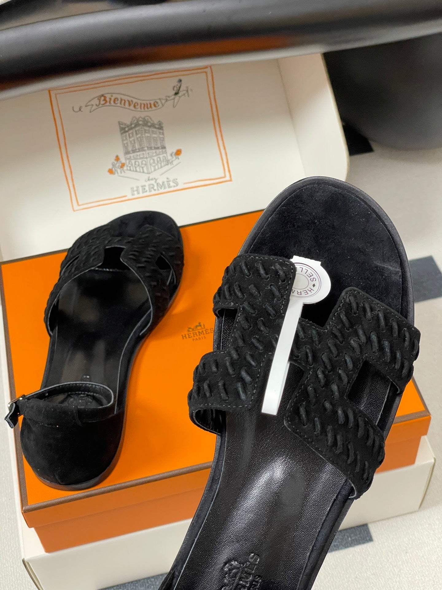 HM 25S SANTORINI SANDAL IN BLACK SUEDE AND LAMBSKIN、mysite、Cacoeks