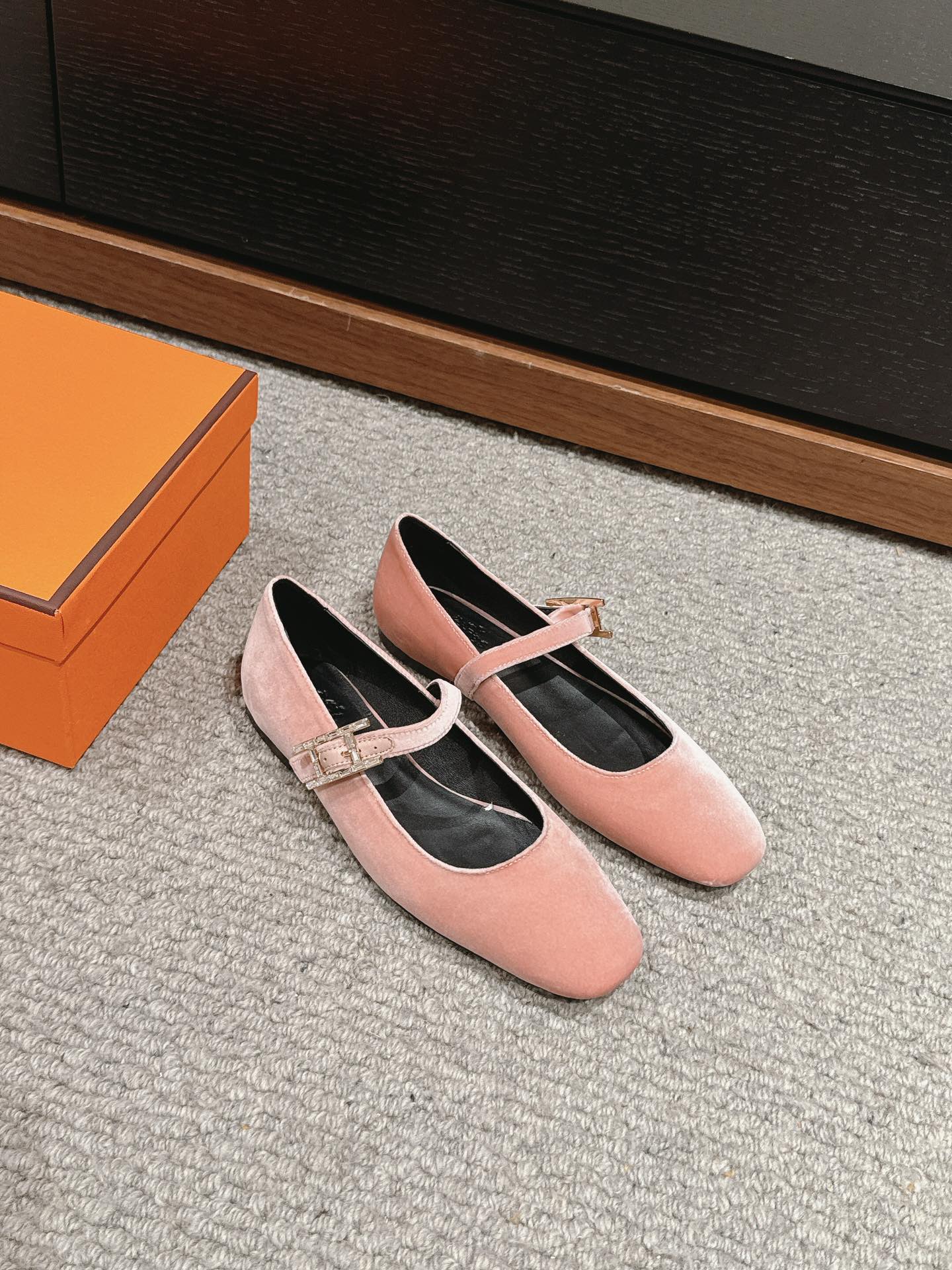 JANE BALLET FLAT PEACHY PINK VELVET、mysite、Cacoeks
