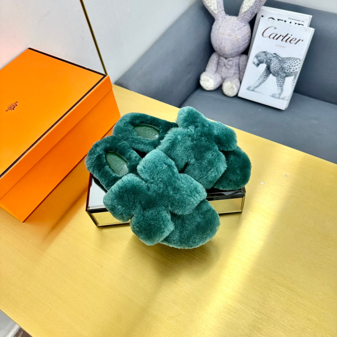 0RAN SHEARLING SANDALS TEAL GREEN、mysite、Cacoeks