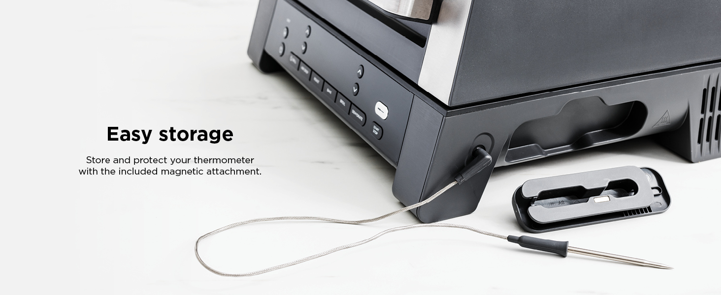 Easy storage Store and protect your thermometer with the included magnetic attachment.