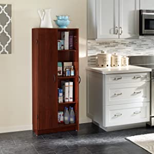 Dark cherry cabinet in kitchen