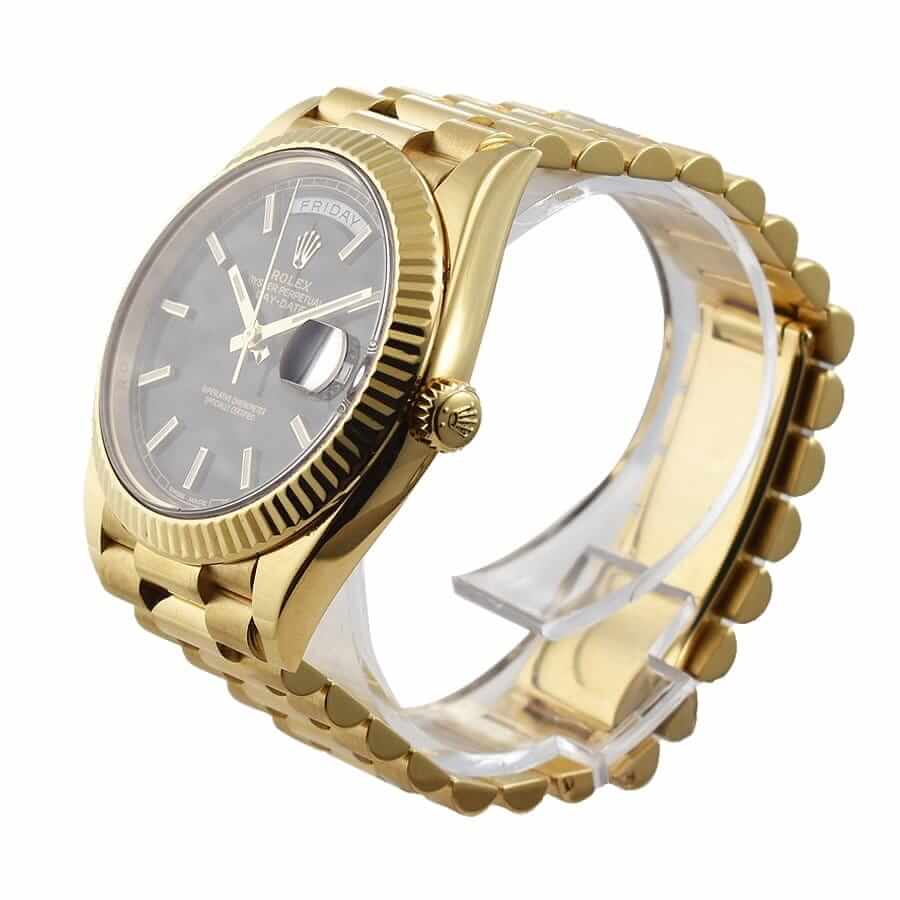 rolex day date 40mm 228235 2018 ew yellow gold black diagonal dial replica