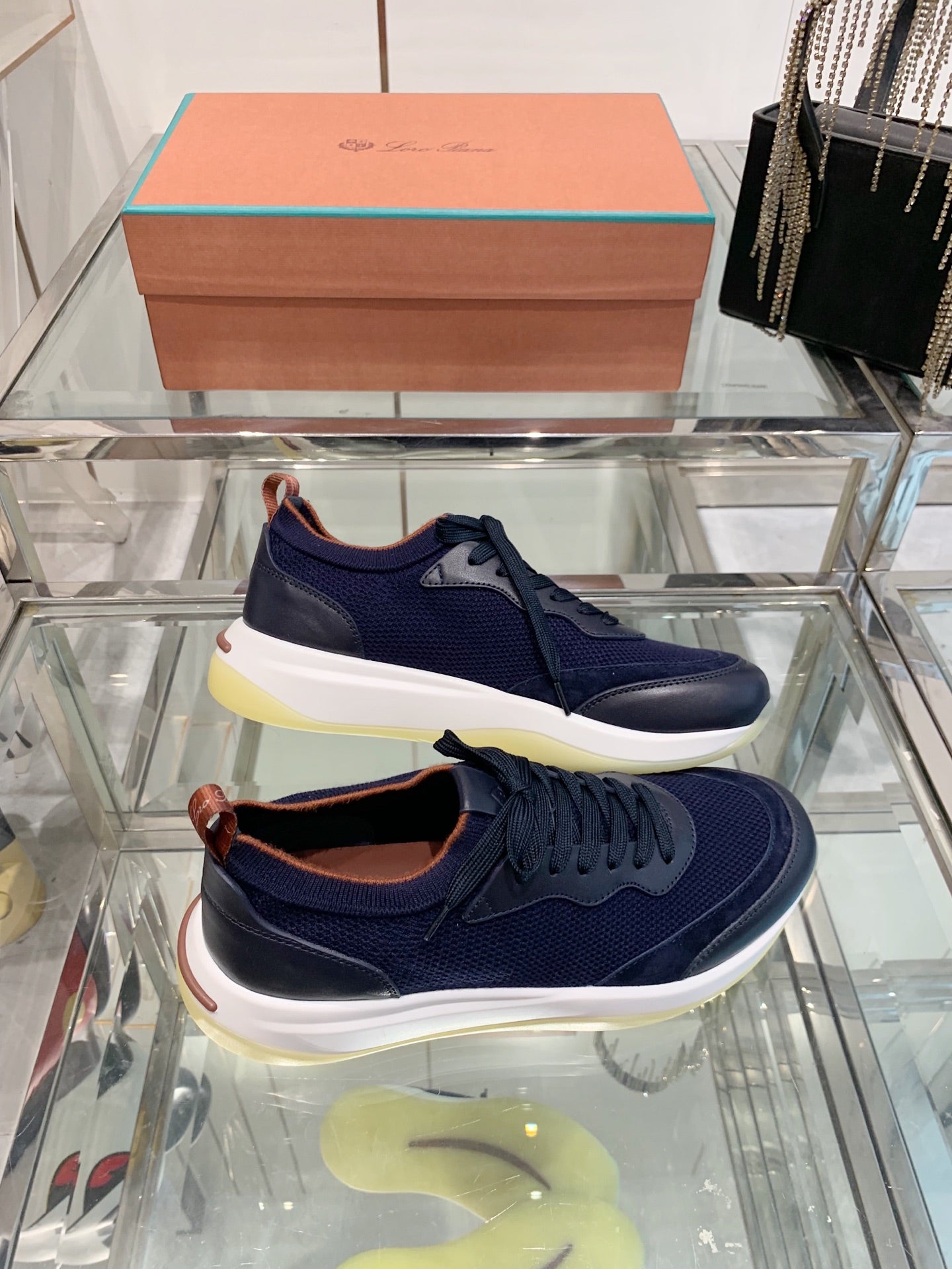 SNEAKER IN MIDNIGHT BLUE CANVAS MIX SUEDE WITH LAMBSKIN、mysite、Cacoeks
