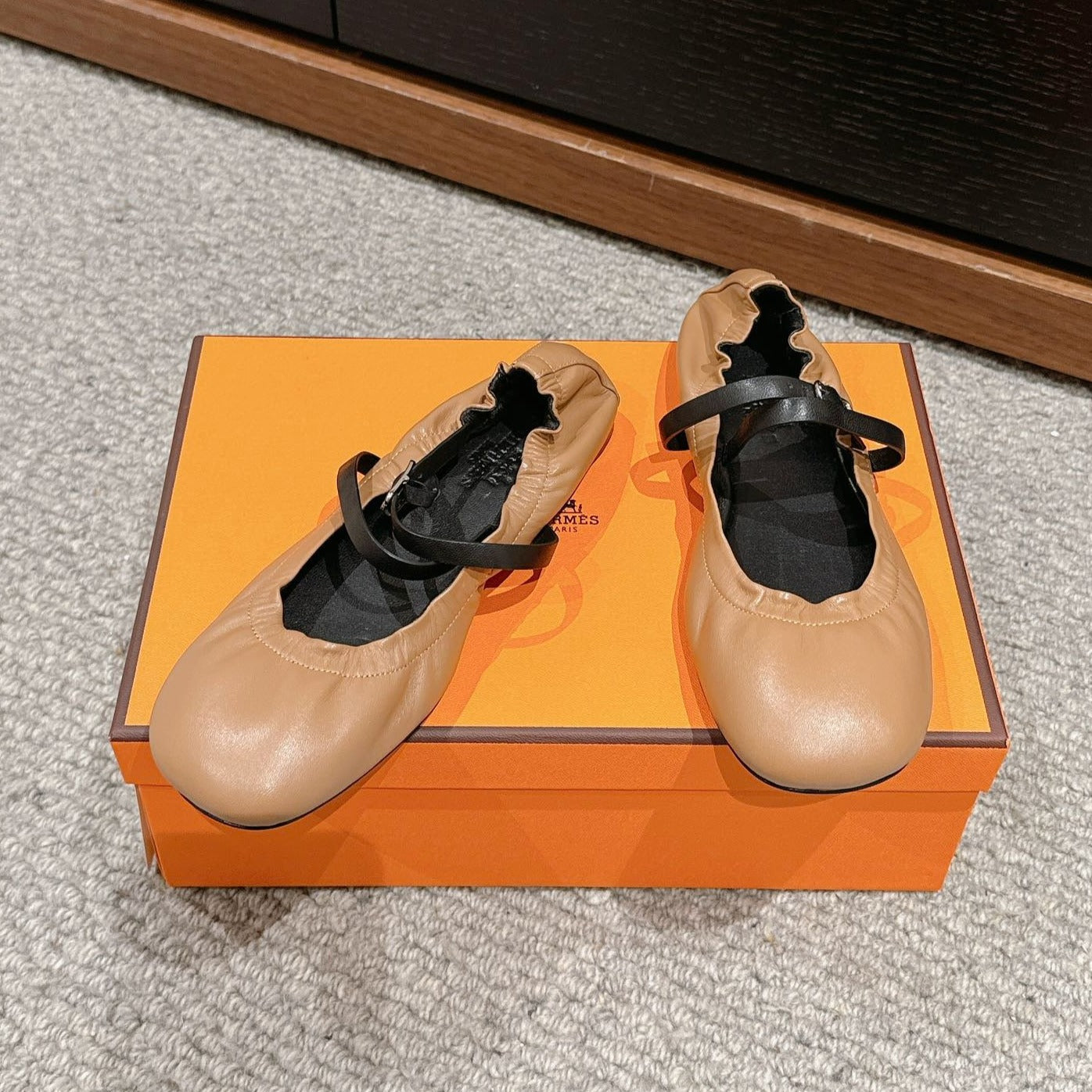 BALLERINA BALLET FLAT BRIGHT BROWN LAMBSKIN、mysite、Cacoeks