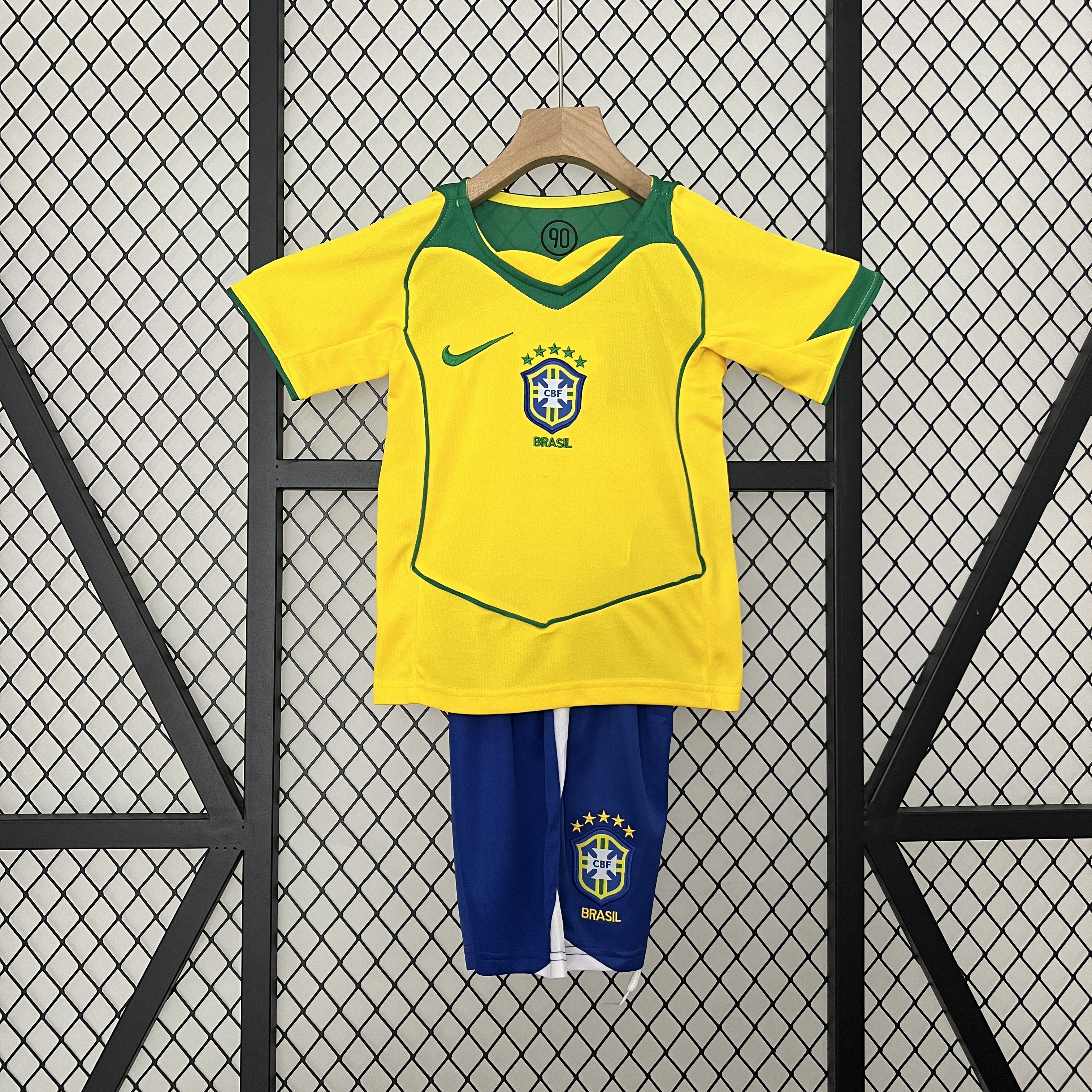 ManixJersey.com | Retro Brazil 2004 Home Stadium Kids Kit -Customize Name, Number and Patch | Worldwide Shipping