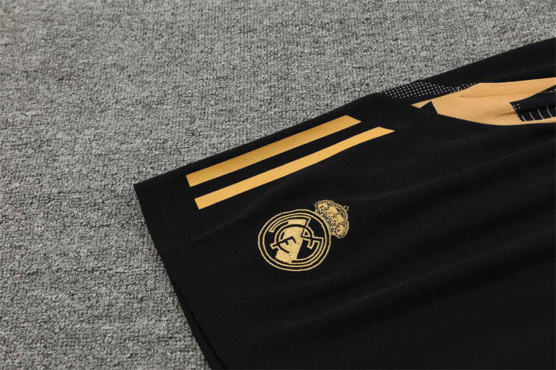 Higojerseys-Real Madrid 24-25 Short-Sleeve Training Kids Kit - Black Gold