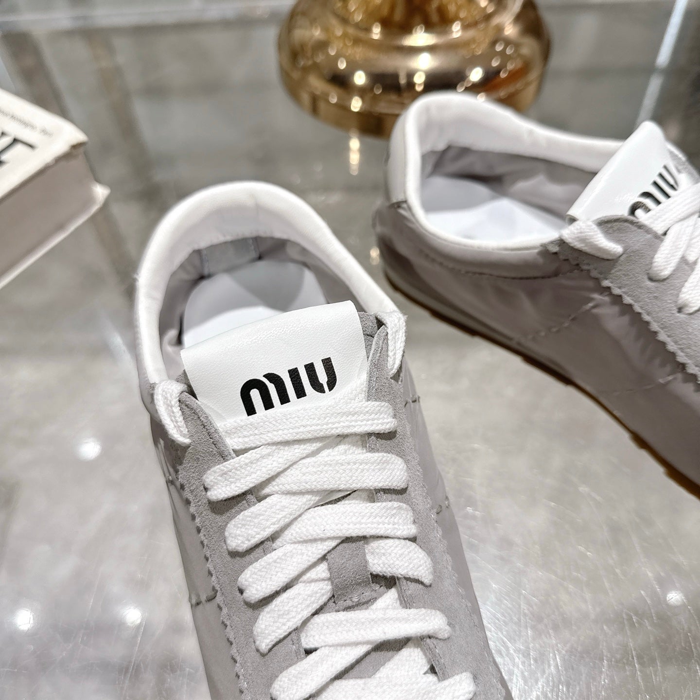 PLUME NAPPA SNEAKERS IN GREY SUEDE AND CANVAS、mysite、Cacoeks