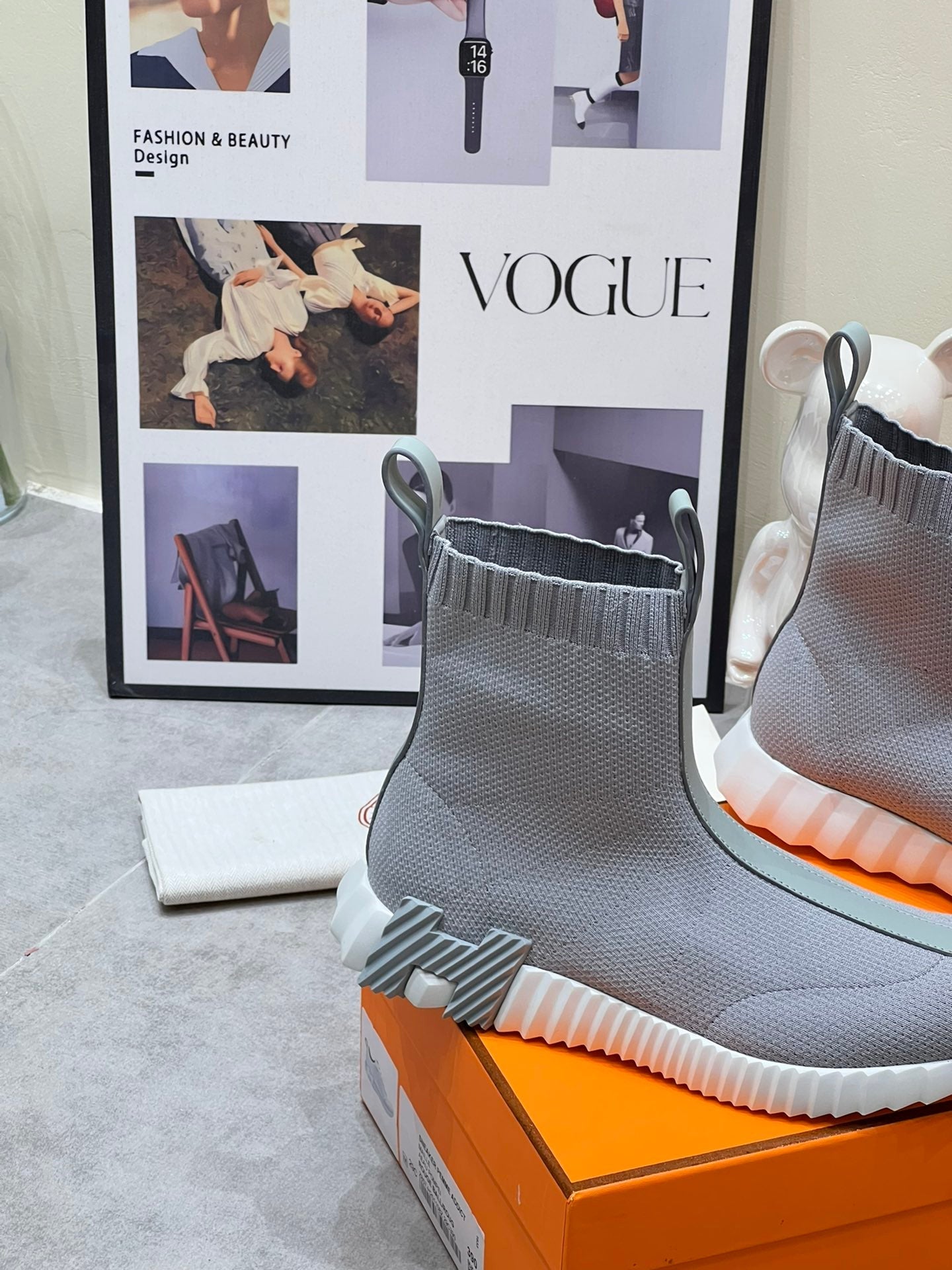 H FUN CLASSIC SNEAKER STYLISH LIGHT GRAY FABRIC、mysite、Cacoeks