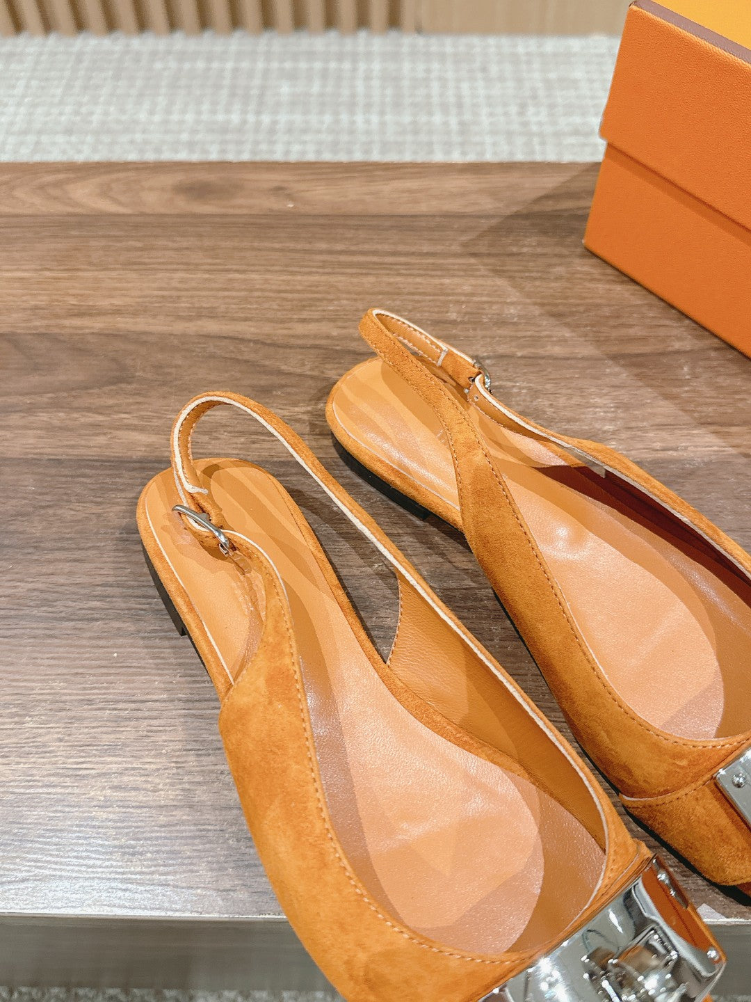 Innocente Slingback Suede Goatskin Orange、mysite、Cacoeks