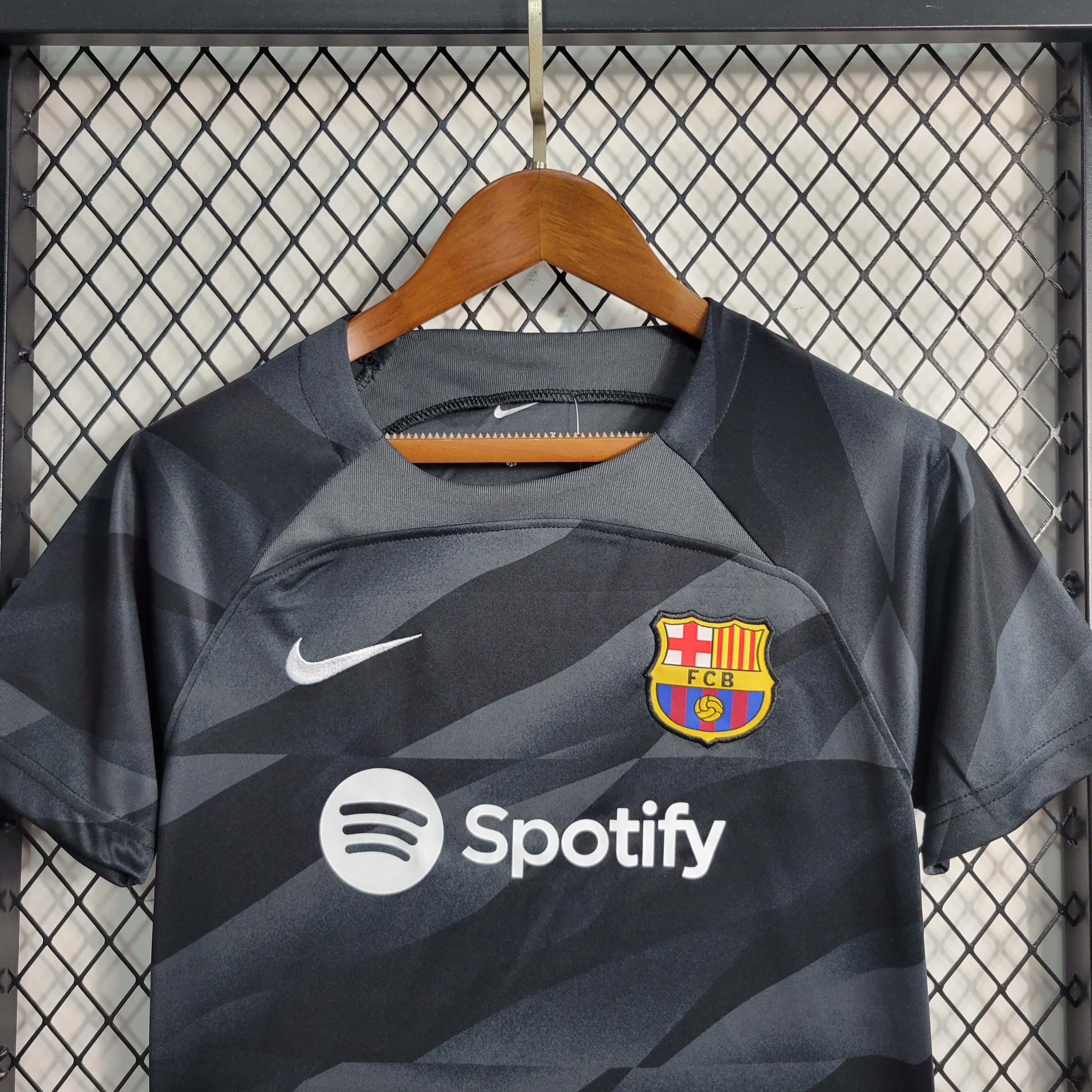 2023/2024 Barcelona Goalkeeper Black Football Shirt 1:1 Thai Quality Kids Size:football jersey mysite: unitedjerseyfootball 邓江浪:football