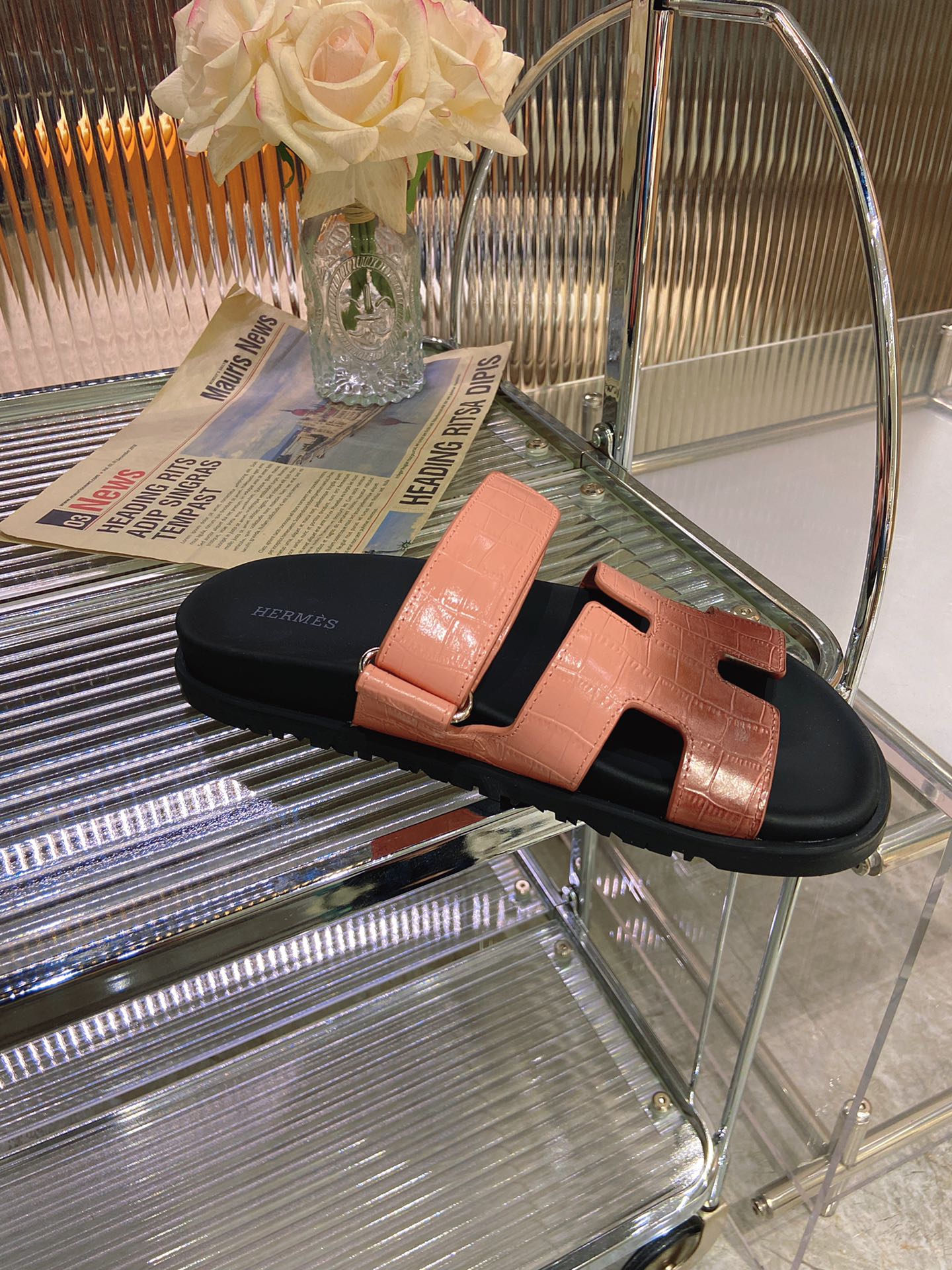CHYPRE SANDAL OMBRE LIGHT PINK BROWN CALFSKIN、mysite、Cacoeks