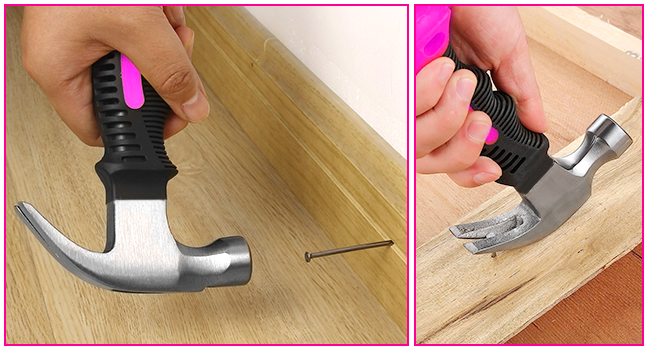 8oz pink magnetic claw hammer for easy nailing and nail removal