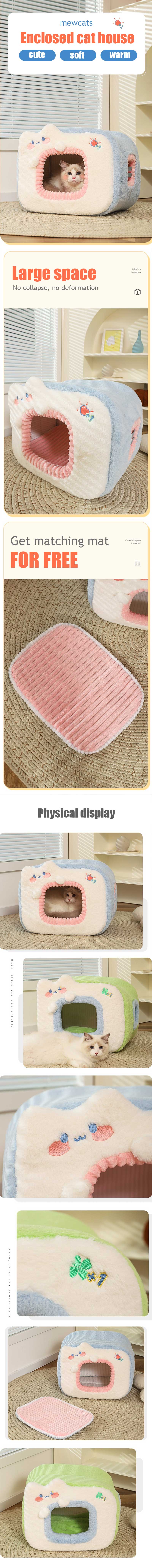 Warm Cat Litter 2 Color Cat Bed Get Free Mat