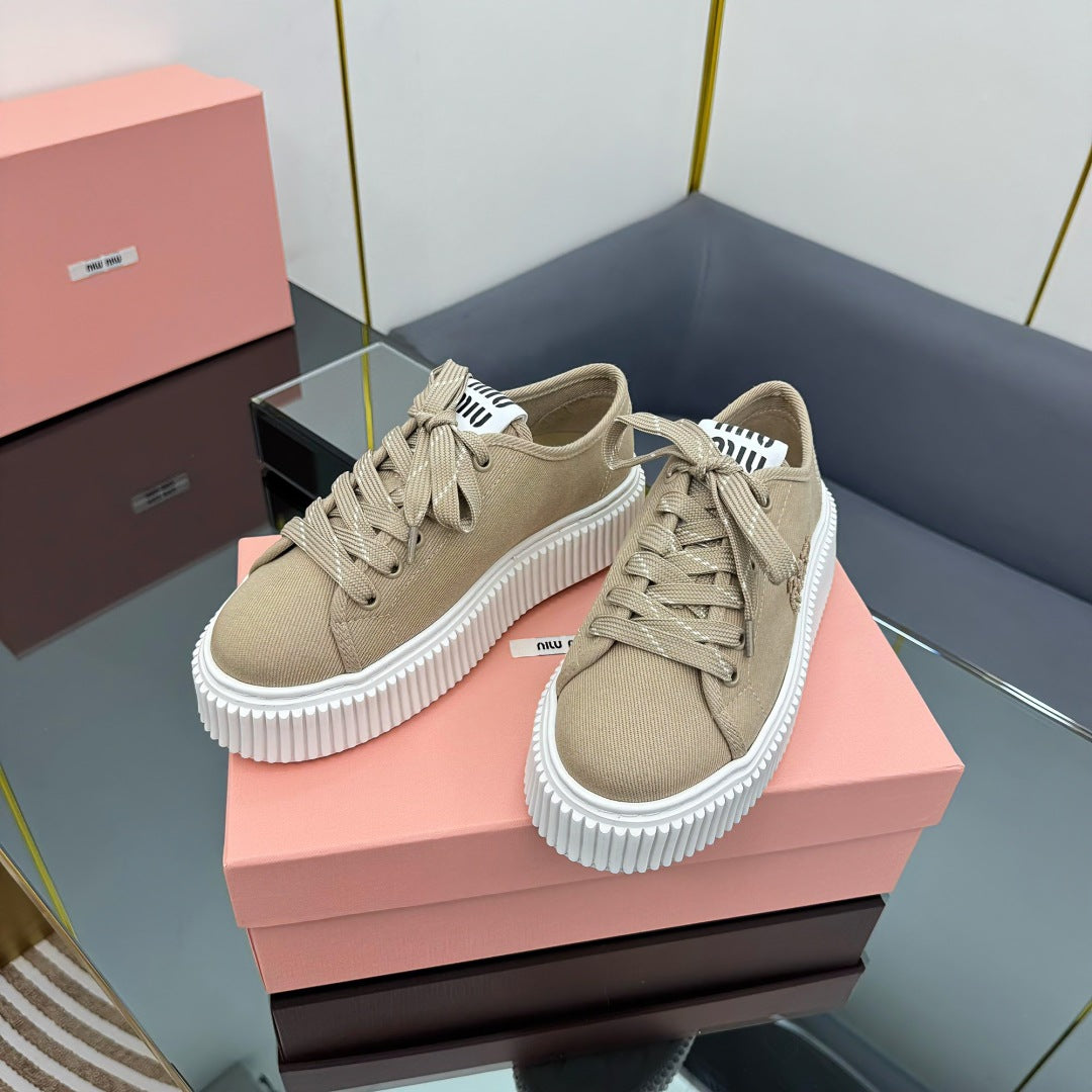 WASH SNEAKER IN DARK BEIGE DENIM、mysite、Cacoeks