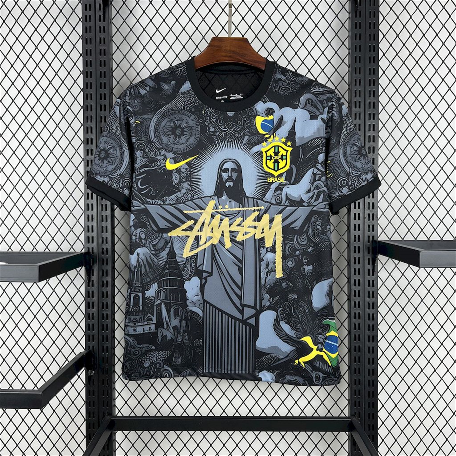 UltraTrikot-Brazil 2024-25 X STUSSY Black Christ the Redeemer Statue Jersey - Fans Version