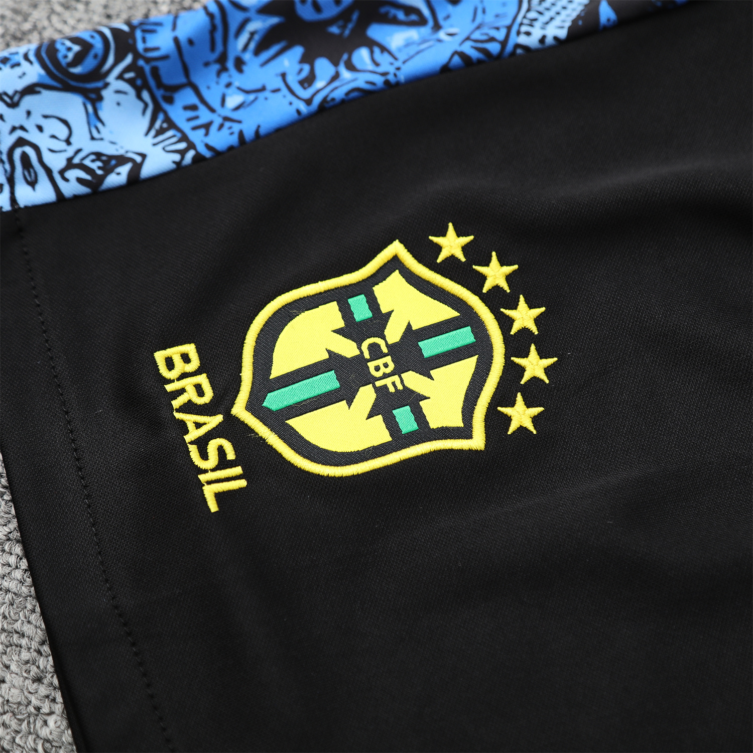 UltraTrikot-Brazil 25-26 Blue Jesus Statue Vest Training Set - Blue Vest & Black Shorts