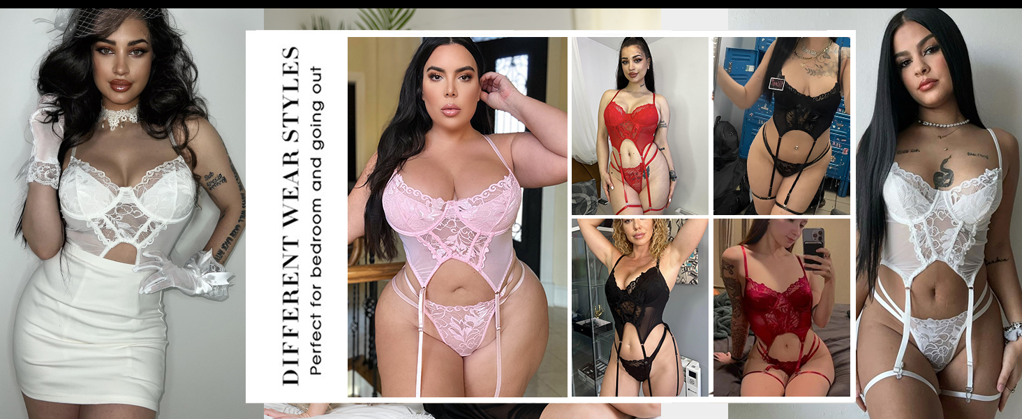 Lace Lingerie With Underwire 2 Piece Push Up Lingerie Sets Sexy Corset Tops