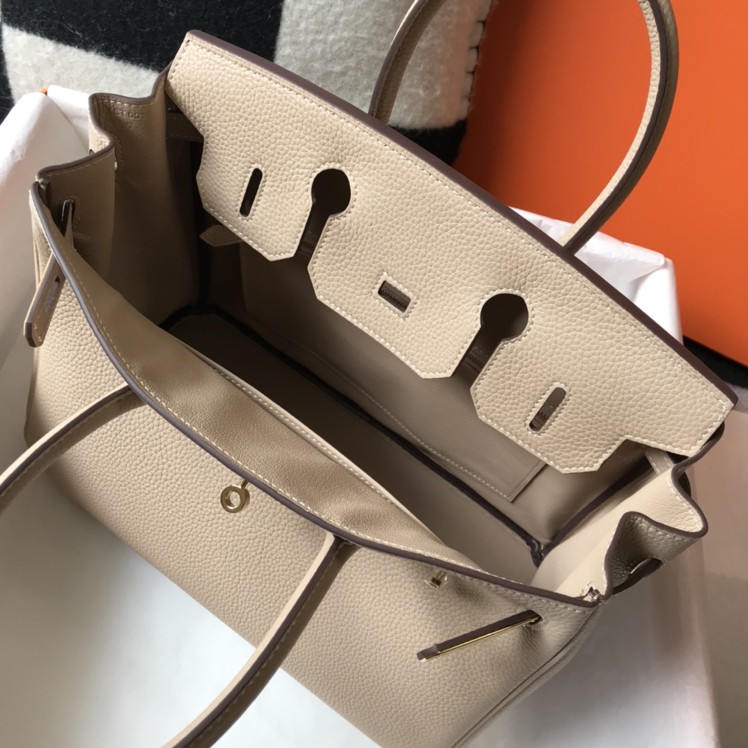 Hermes Birkin 30CM 35CM Togo Leather Windbreaker Grey With Gold