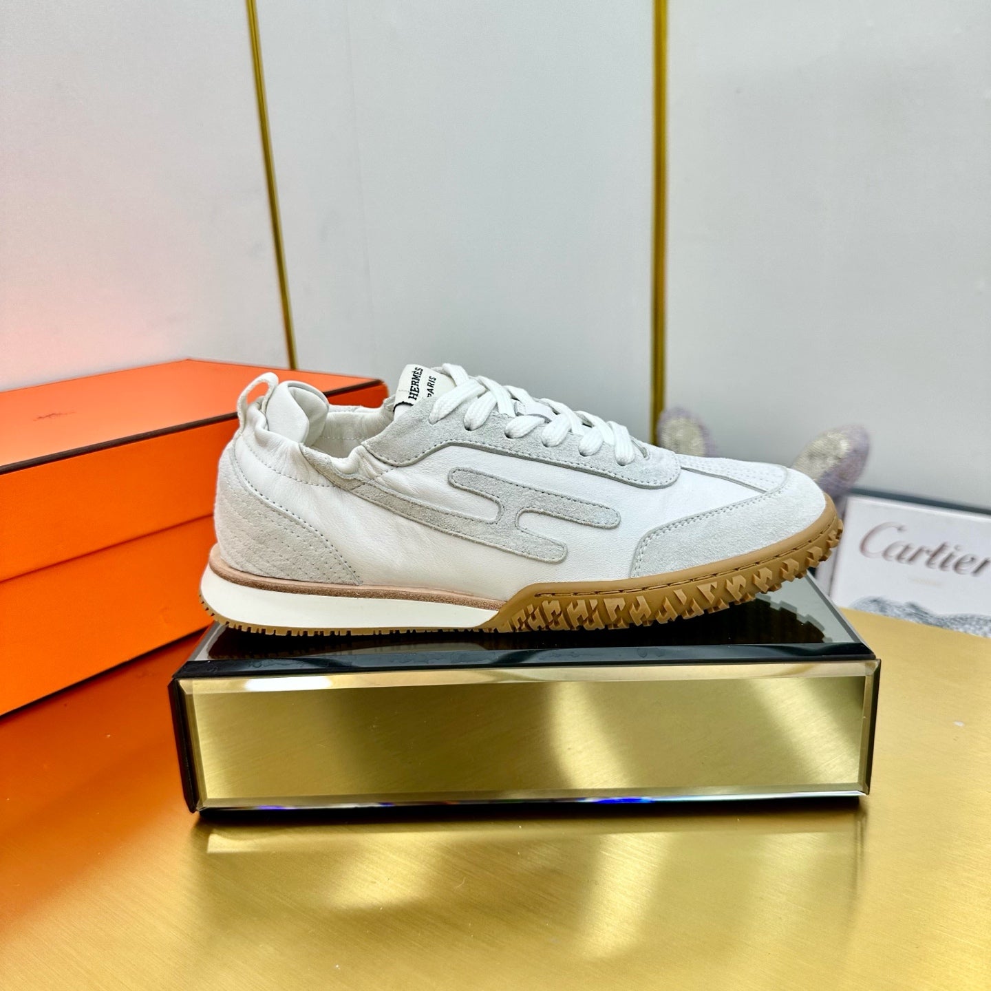 JET SNEAKER IN PALE GRAY SUEDE MIX WHITE CALFSKIN、mysite、Cacoeks