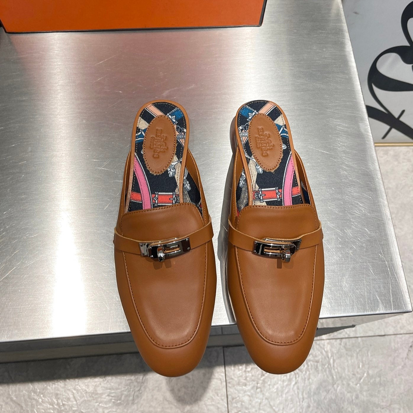 0Z MULE CARAMEL CALFSKIN WITH BLACK PATTERN、mysite、Cacoeks