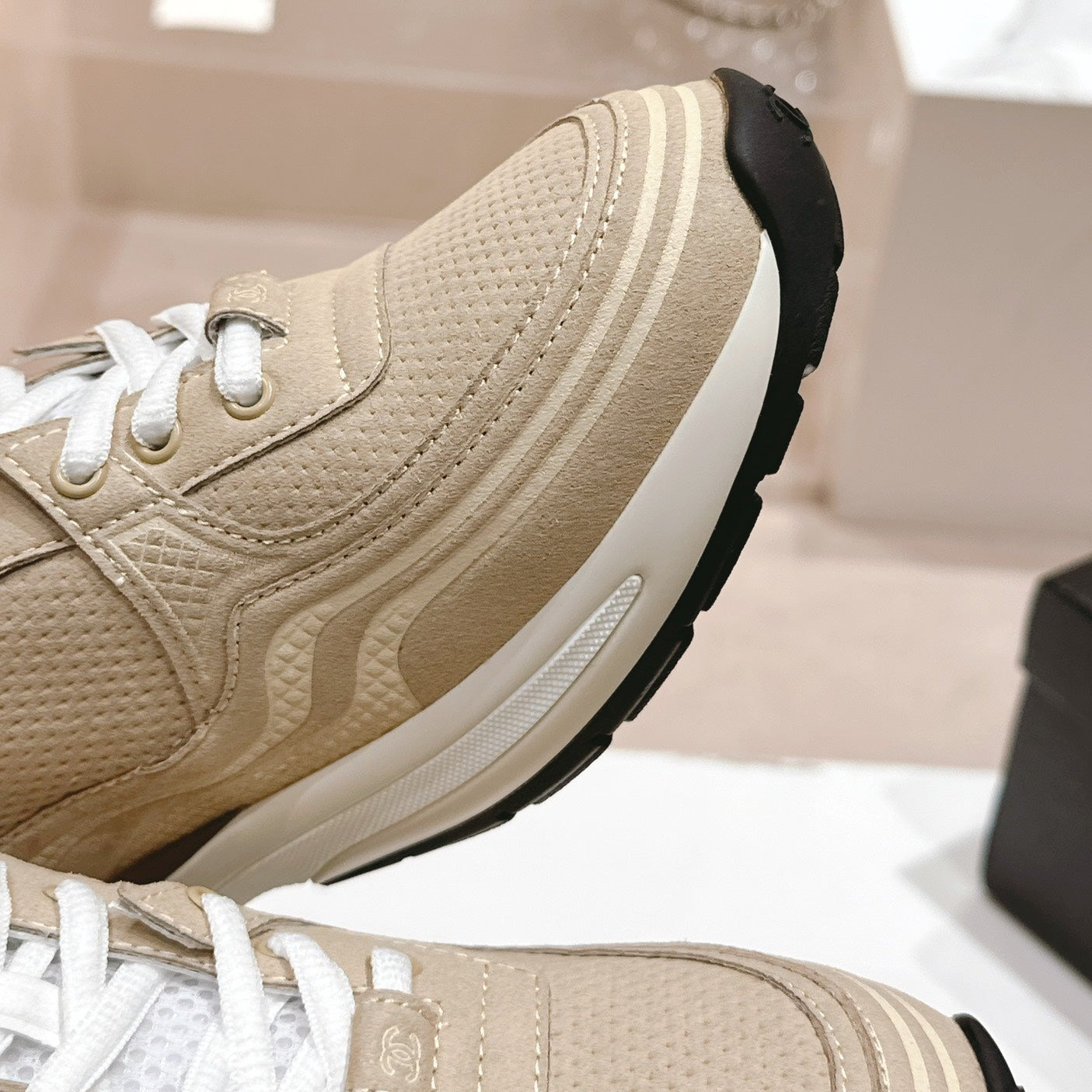 Women's Beige Cream Sneaker Breathable mesh、mysite、Cacoeks